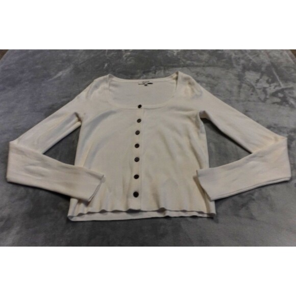 Madewell Women's Size Large White The Signature Knit Scoopneck Cardigan - Picture 1 of 8